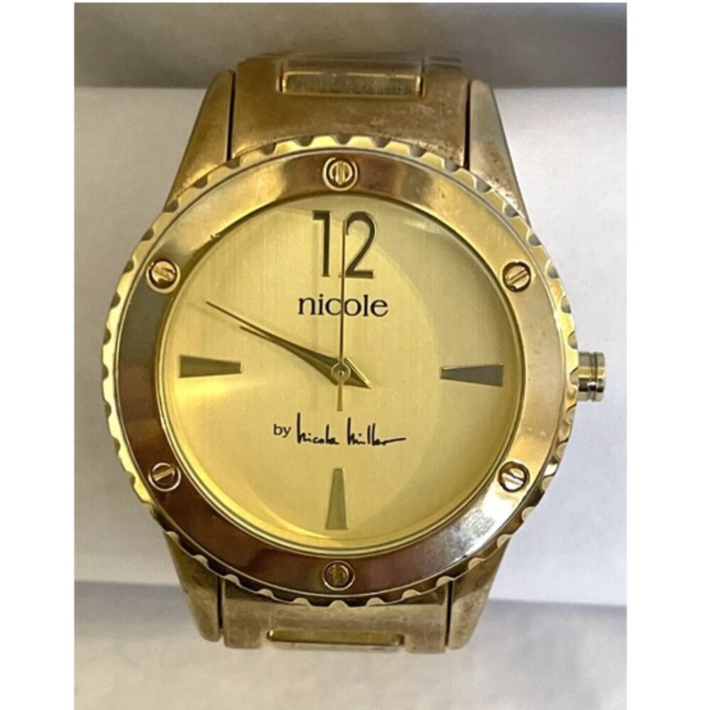 Elegant Nicole by Nicole Miller Gold Ladies Watch NNM113 with New Battery